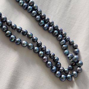 Genuine Black Freshwater Pearl Long Necklace